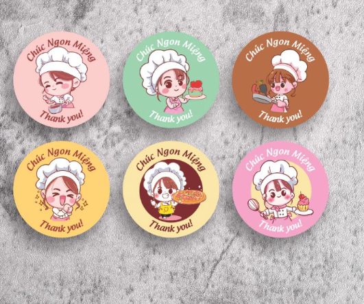 Sticker tròn nhiều màu